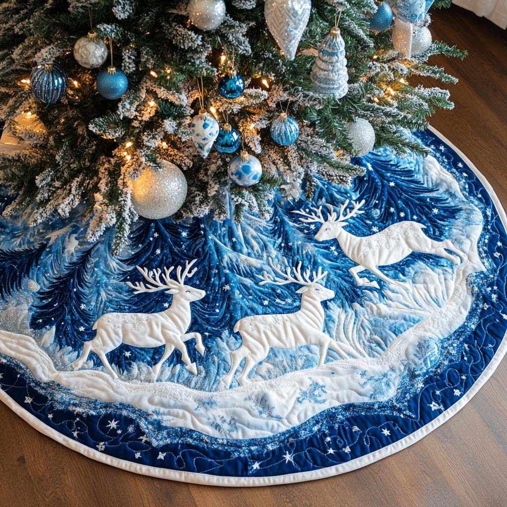 Flying Hooves Christmas Quilted Tree Skirt-Myprintsy