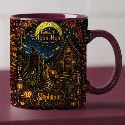 Follow The Moon Home - Personalized Witchcraft 3D Accent Mug-Myprintsy