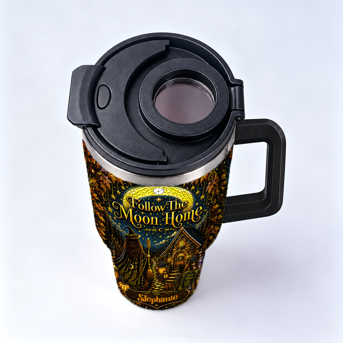 Follow The Moon Home - Personalized Witchcraft 40oz Tumbler With Straw-Myprintsy