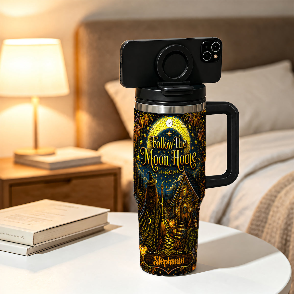 Follow The Moon Home - Personalized Witchcraft 40oz Tumbler With Straw-Myprintsy