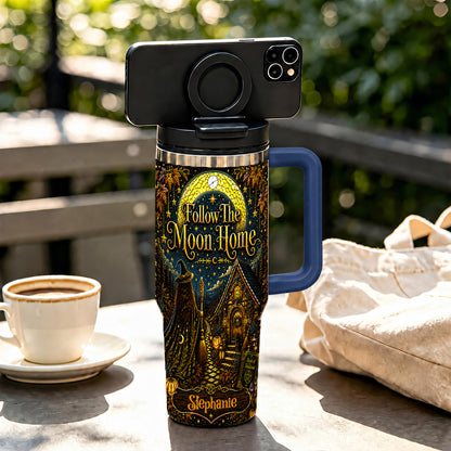 Follow The Moon Home - Personalized Witchcraft 40oz Tumbler With Straw-Myprintsy