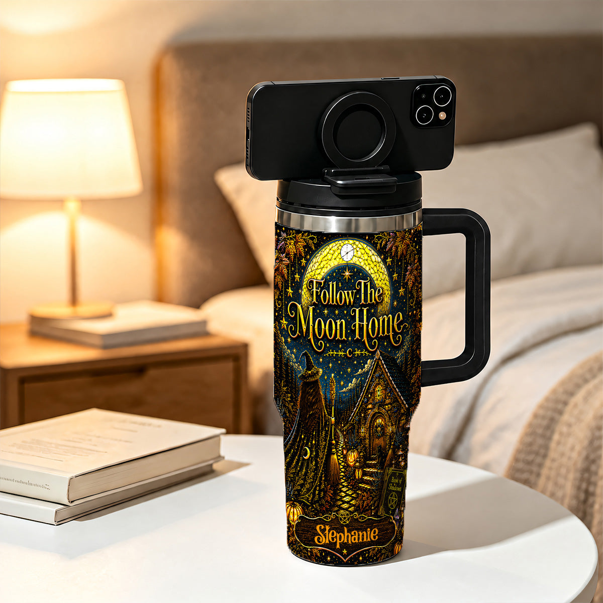 Follow The Moon Home - Personalized Witchcraft 40oz Tumbler With Straw-Myprintsy