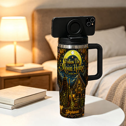 Follow The Moon Home - Personalized Witchcraft 40oz Tumbler With Straw-Myprintsy