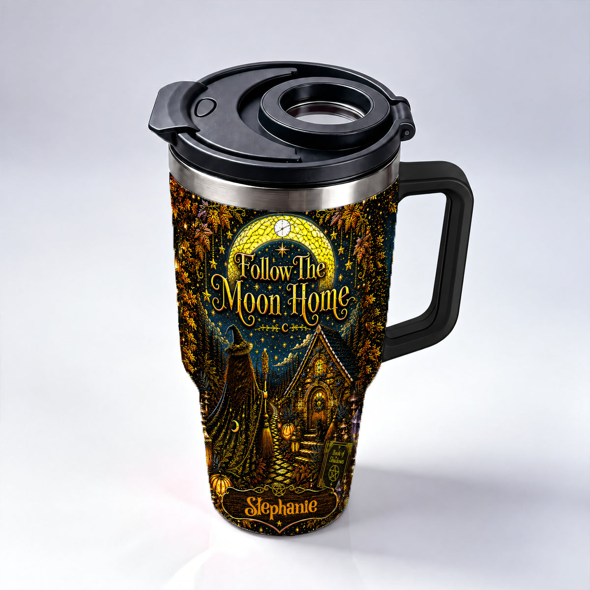 Follow The Moon Home - Personalized Witchcraft 40oz Tumbler With Straw-Myprintsy