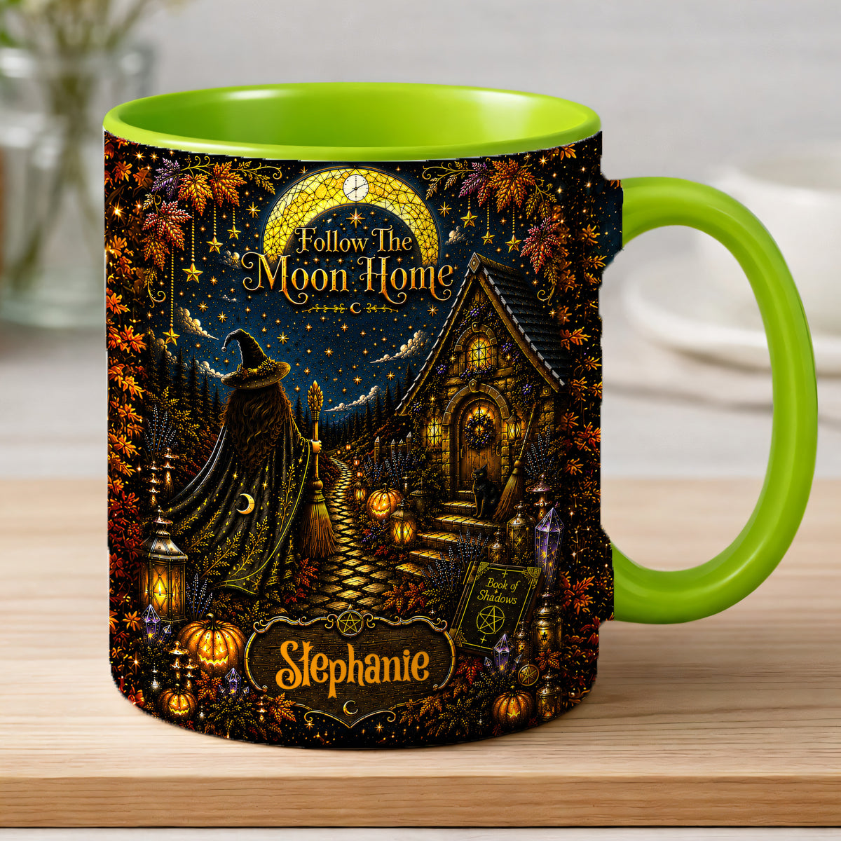Follow The Moon Home - Personalized Witchcraft Accent Mug - Halloween Gifts For You, Family Members, Friends-Myprintsy