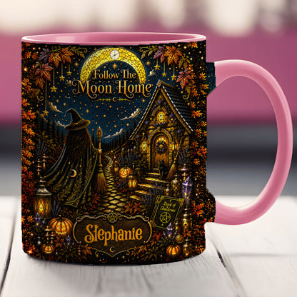 Follow The Moon Home - Personalized Witchcraft Accent Mug - Halloween Gifts For You, Family Members, Friends-Myprintsy