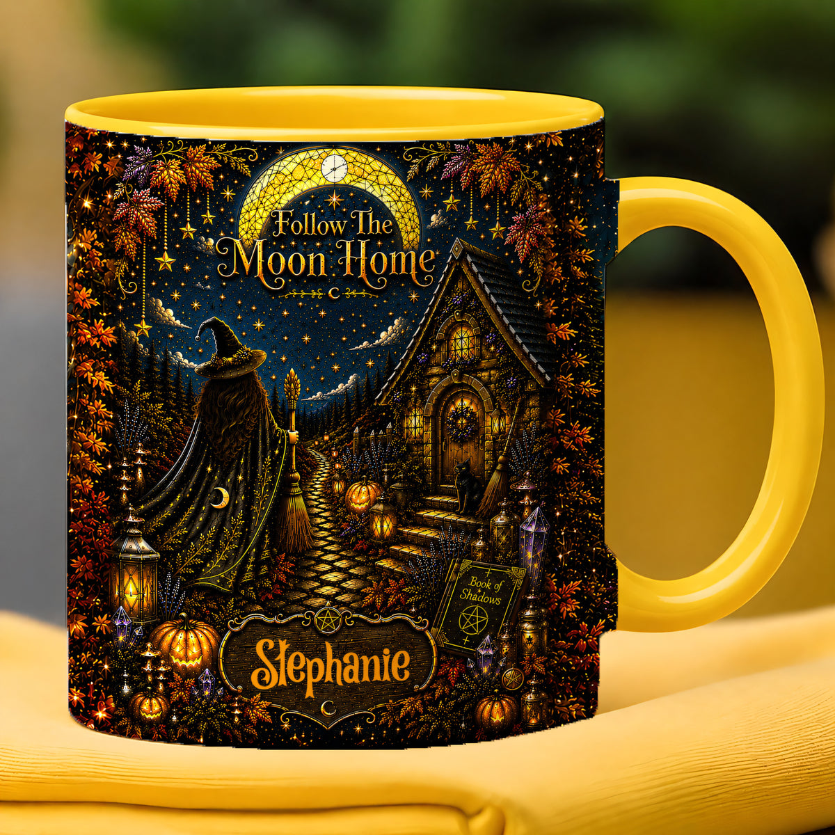 Follow The Moon Home - Personalized Witchcraft Accent Mug - Halloween Gifts For You, Family Members, Friends-Myprintsy