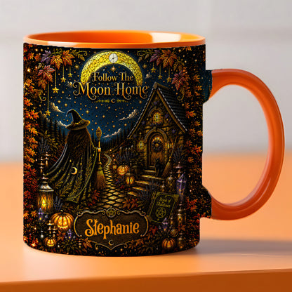 Follow The Moon Home - Personalized Witchcraft Accent Mug - Halloween Gifts For You, Family Members, Friends-Myprintsy