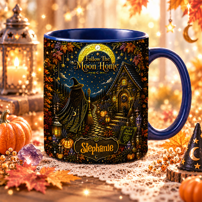 Follow The Moon Home - Personalized Witchcraft Accent Mug - Halloween Gifts For You, Family Members, Friends-Myprintsy