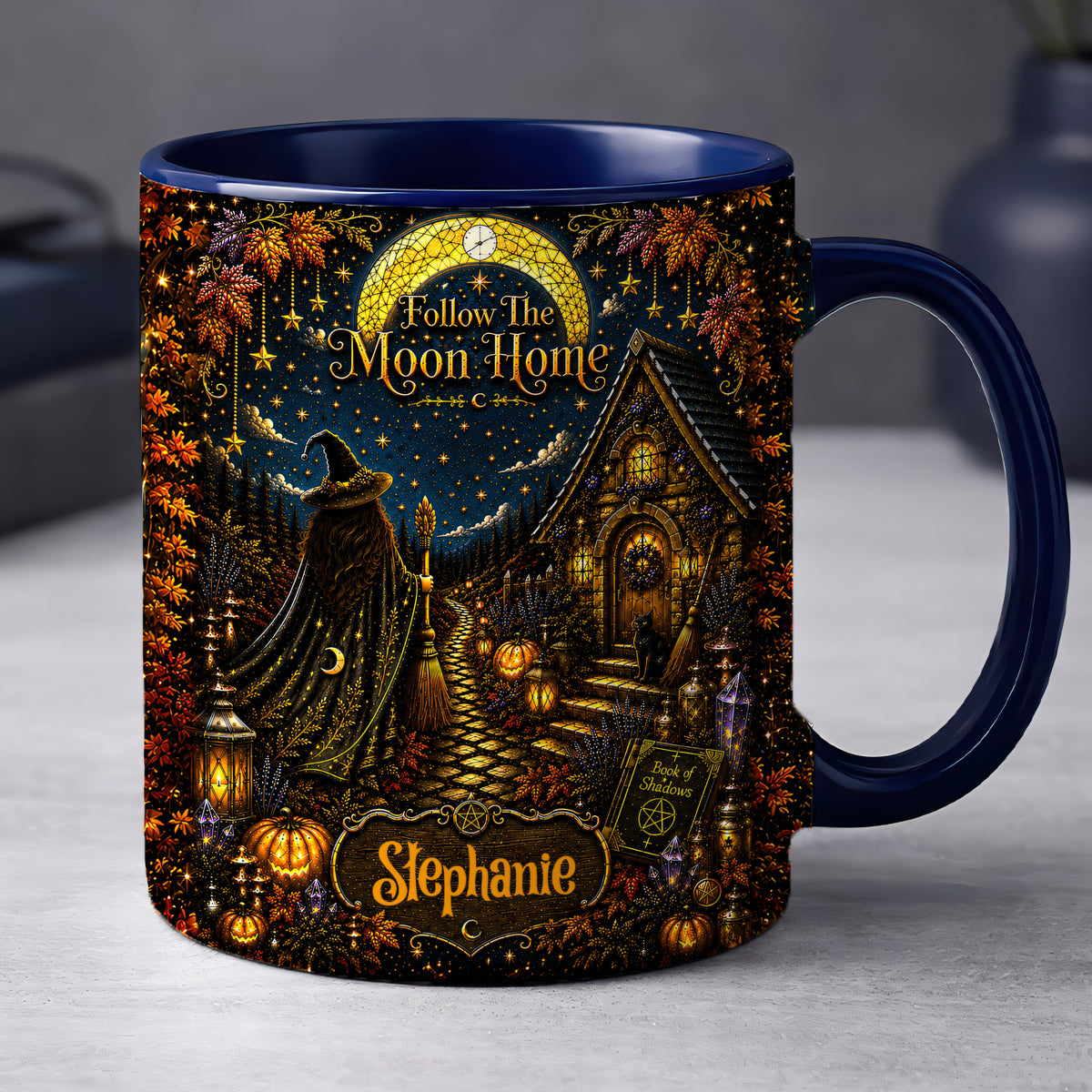 Follow The Moon Home - Personalized Witchcraft Accent Mug - Halloween Gifts For You, Family Members, Friends-Myprintsy