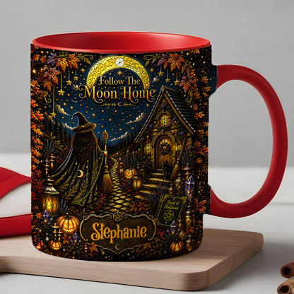Follow The Moon Home - Personalized Witchcraft Accent Mug - Halloween Gifts For You, Family Members, Friends-Myprintsy