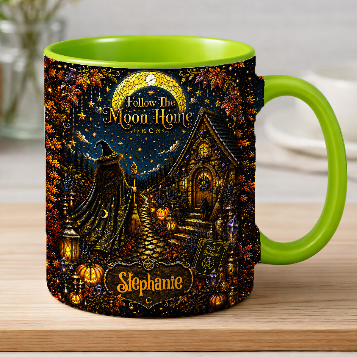 Follow The Moon Home - Personalized Witchcraft Accent Mug - Halloween Gifts For You, Family Members, Friends-Myprintsy