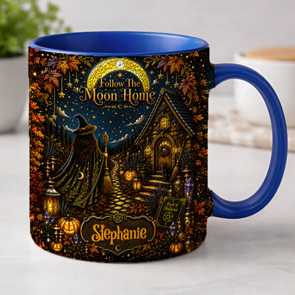 Follow The Moon Home - Personalized Witchcraft Accent Mug - Halloween Gifts For You, Family Members, Friends-Myprintsy
