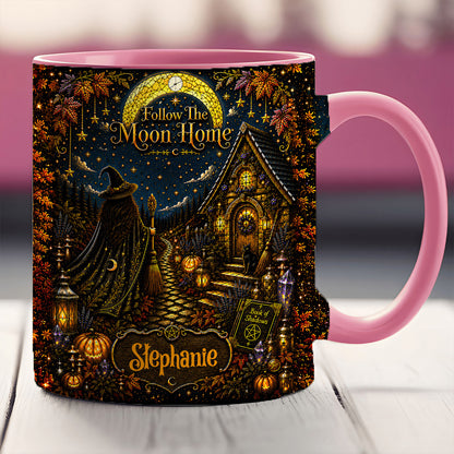 Follow The Moon Home - Personalized Witchcraft Accent Mug - Halloween Gifts For You, Family Members, Friends-Myprintsy
