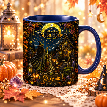 Follow The Moon Home - Personalized Witchcraft Accent Mug [TEST]-Myprintsy
