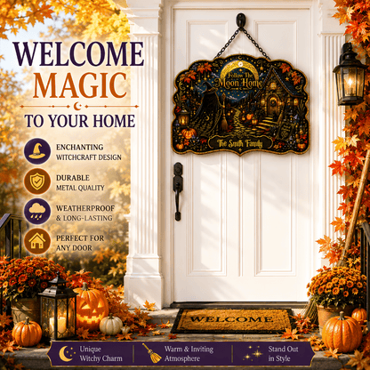 Follow The Moon Home - Personalized Witchcraft Custom Shaped Metal Sign-Myprintsy