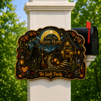 Follow The Moon Home - Personalized Witchcraft Custom Shaped Metal Sign-Myprintsy