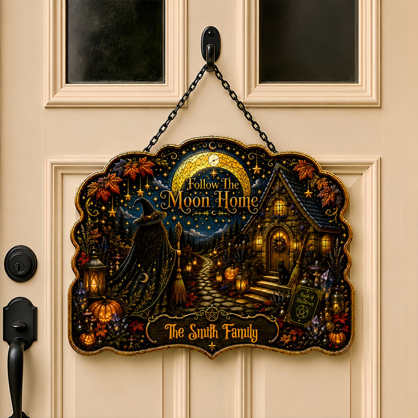 Follow The Moon Home - Personalized Witchcraft Custom Shaped Metal Sign-Myprintsy