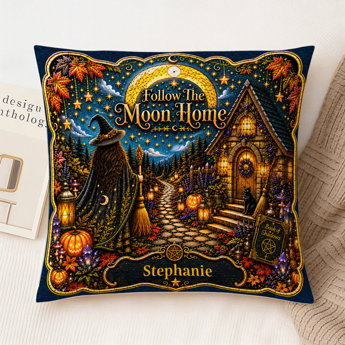 Follow The Moon Home - Personalized Witchcraft Pillow-Myprintsy