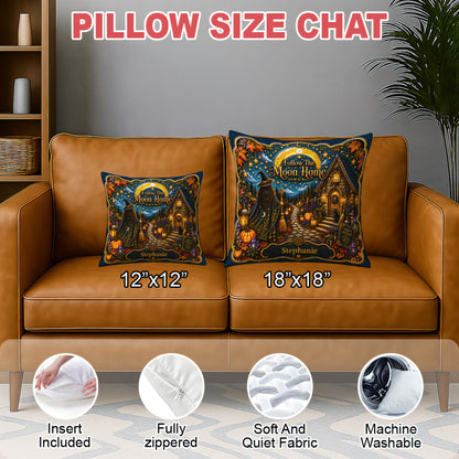 Follow The Moon Home - Personalized Witchcraft Pillow-Myprintsy