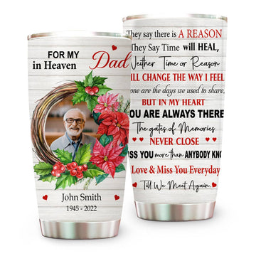 For My Dad In Heaven Love & Miss You Every Day Memorial Tumbler Cup - Personalized Tumbler Cup-Myprintsy