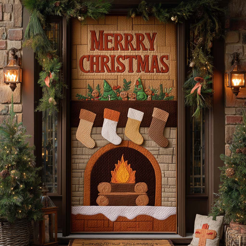 Forest Cabin Hearth Quilted Door Cover VTQ-Myprintsy