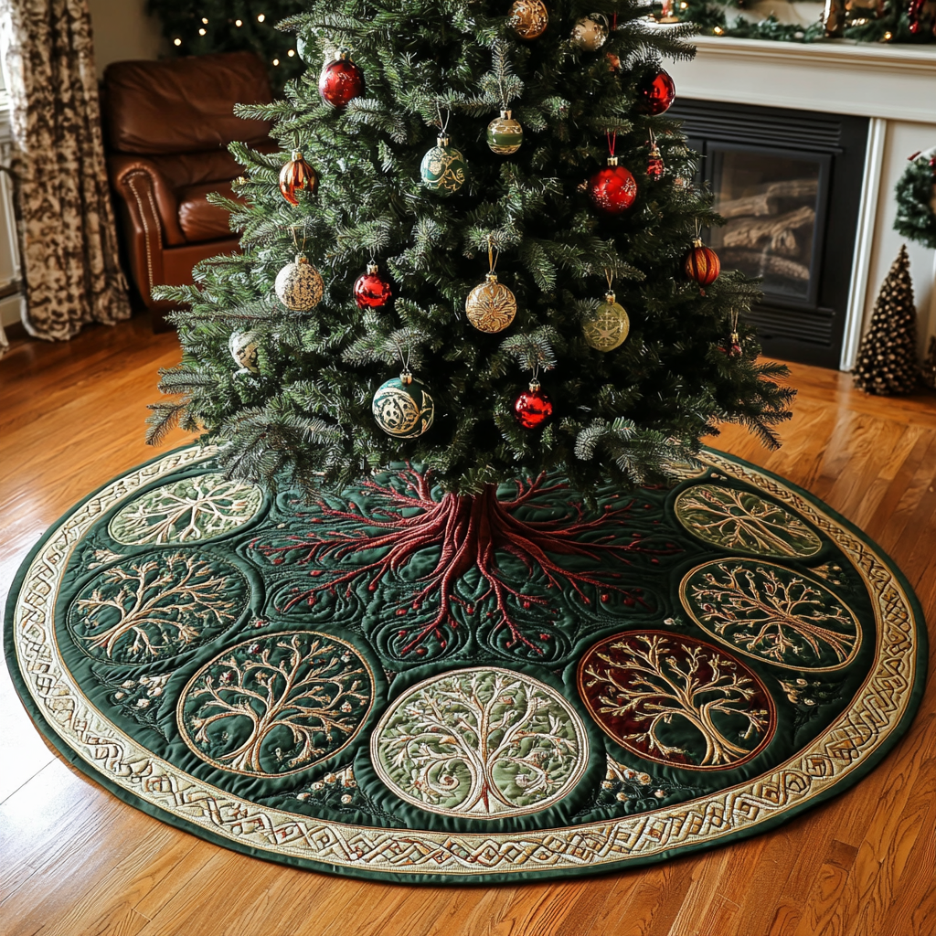 Forest Serenity Christmas Quilted Tree Skirt-Myprintsy