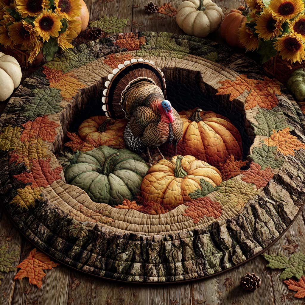 Forest Turkey Quilted Round Mat VTQ-Myprintsy