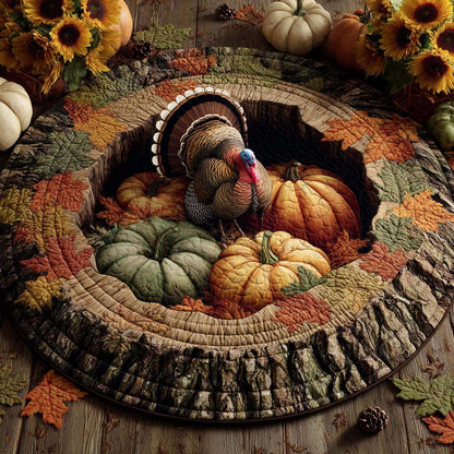 Forest Turkey Quilted Round Mat VTQ-Myprintsy