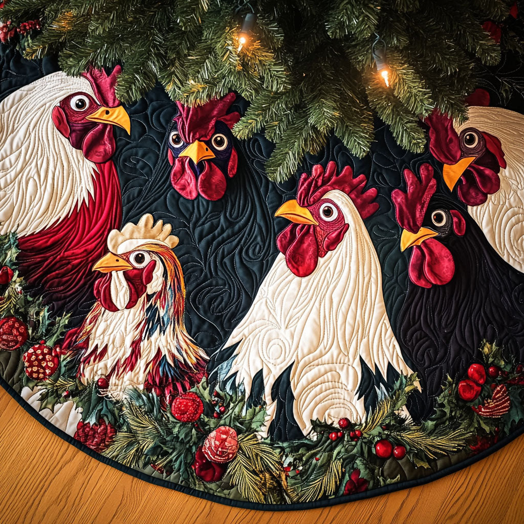 Fowl Festivities Quilted Christmas Tree Skirt-Myprintsy