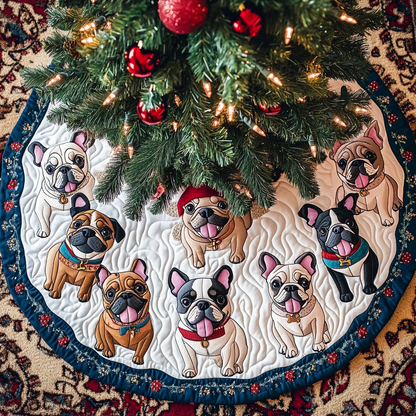 French Bulldog Christmas Joy Christmas Quilted Tree Skirt VTQ-Myprintsy