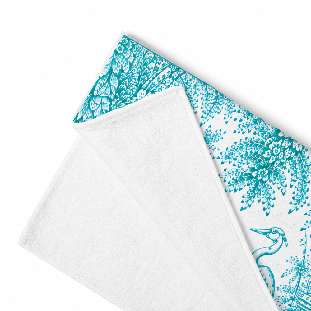 French Riviera Collection & Toile De Jouy Pattern Aquamarina - Personalized Beach Towel-Myprintsy