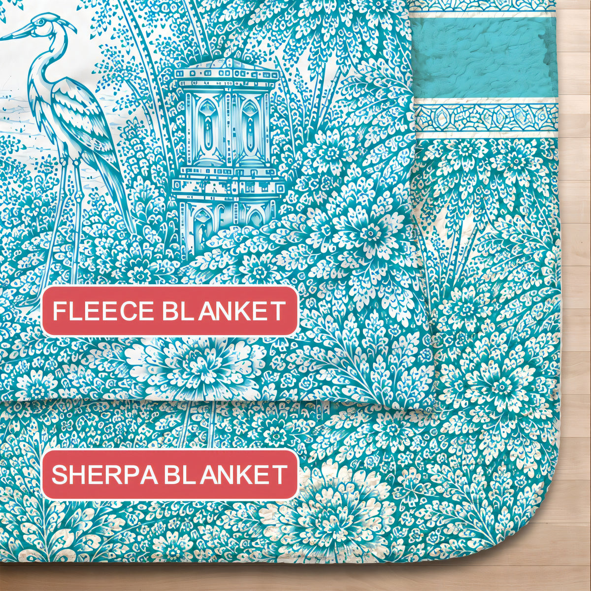 French Riviera Collection & Toile De Jouy Pattern Aquamarina - Personalized Blanket-Myprintsy