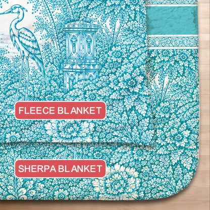French Riviera Collection & Toile De Jouy Pattern Aquamarina - Personalized Blanket-Myprintsy