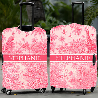 French Riviera Collection & Toile De Jouy Pattern Rose - Personalized Luggage Cover-Myprintsy