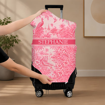 French Riviera Collection & Toile De Jouy Pattern Rose - Personalized Luggage Cover-Myprintsy