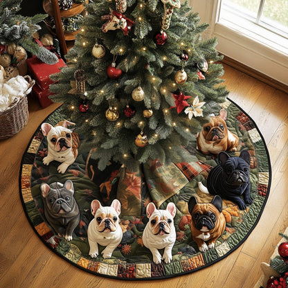 Frenchie Holiday Spirit Quilted Christmas Tree Skirt VTQ-Myprintsy