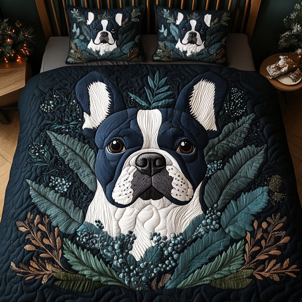 Frenchie Whiskers -Piece Quilted Bedding Set VTQ-Myprintsy