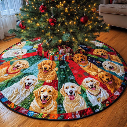 Friendly Fetch Christmas Quilted Tree Skirt-Myprintsy
