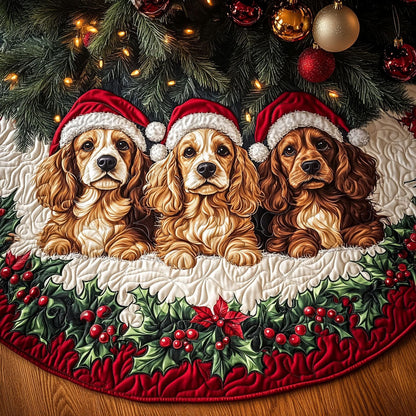 Friendly Spaniel Quilted Christmas Tree Skirt-Myprintsy