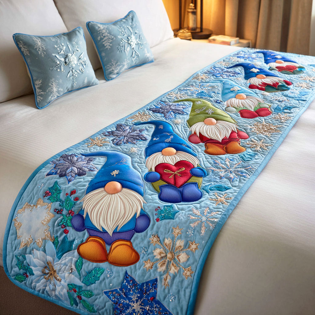 Frost Gnome Glow Quilted Bed Runner VTQ-Myprintsy