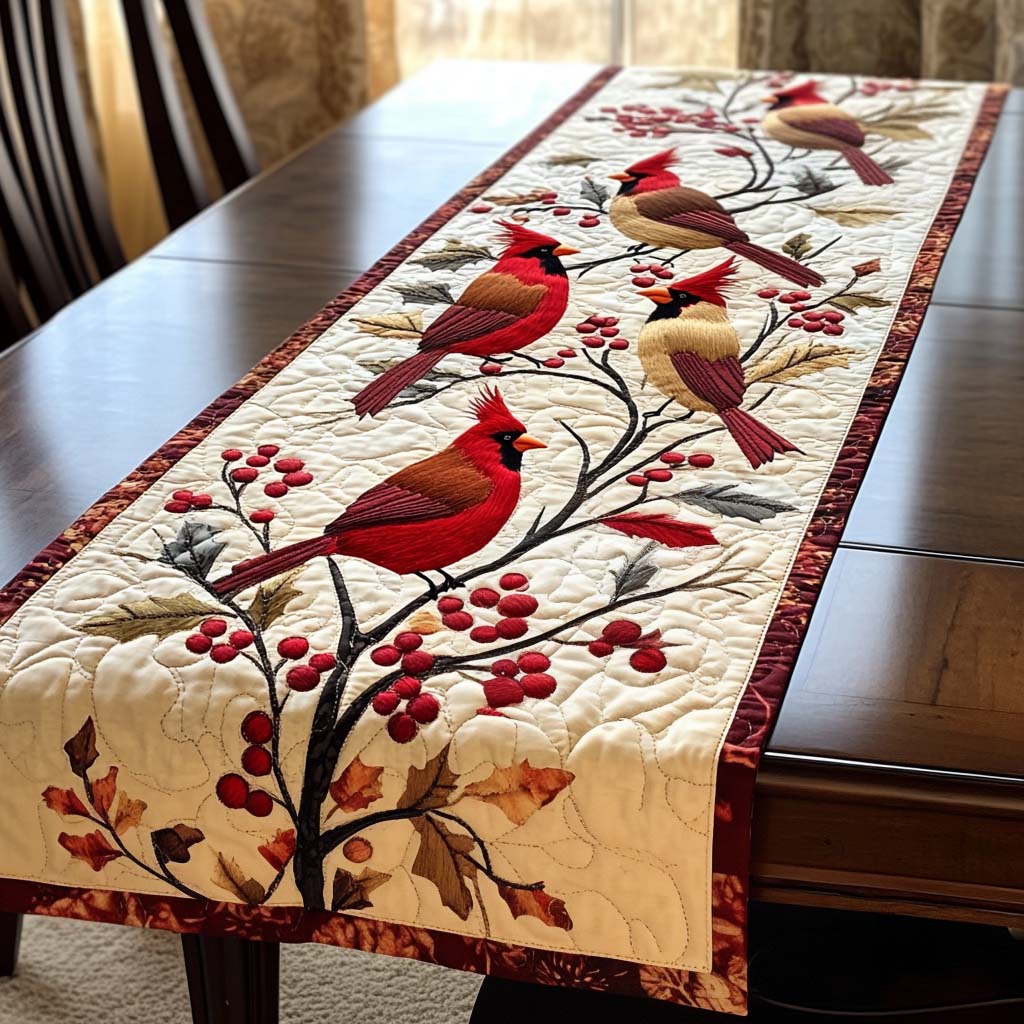 Frostberry Perch Quilted Table Runner VTQ-Myprintsy