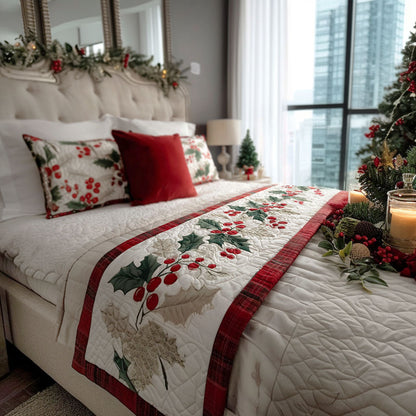 Frosted Holly Trail Quilted Bed Runner VTQ-Myprintsy