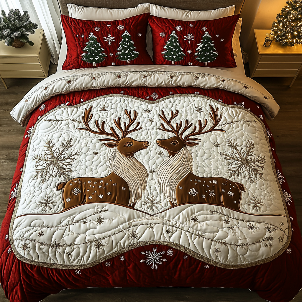 Frosted Hooves -Piece Quilted Bedding Set VTQ-Myprintsy