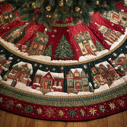 Frosted Pine Circle Christmas Quilted Tree Skirt TD-Myprintsy