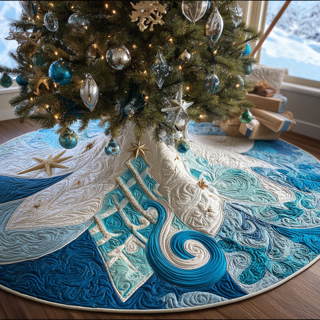 Frosted Sea Dreams Christmas Quilted Tree Skirt-Myprintsy