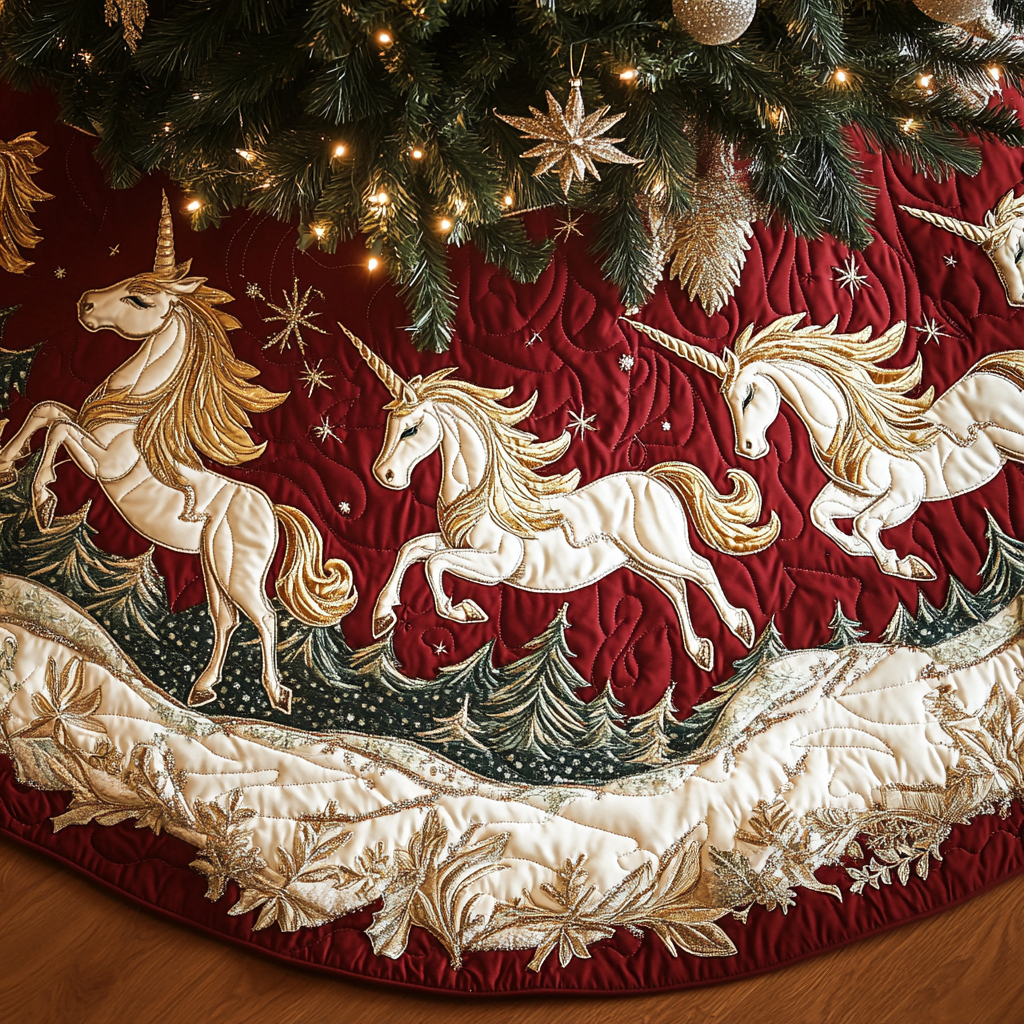 Frosted Trails Christmas Quilted Tree Skirt-Myprintsy