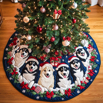 Frosty Companions Christmas Quilted Tree Skirt-Myprintsy