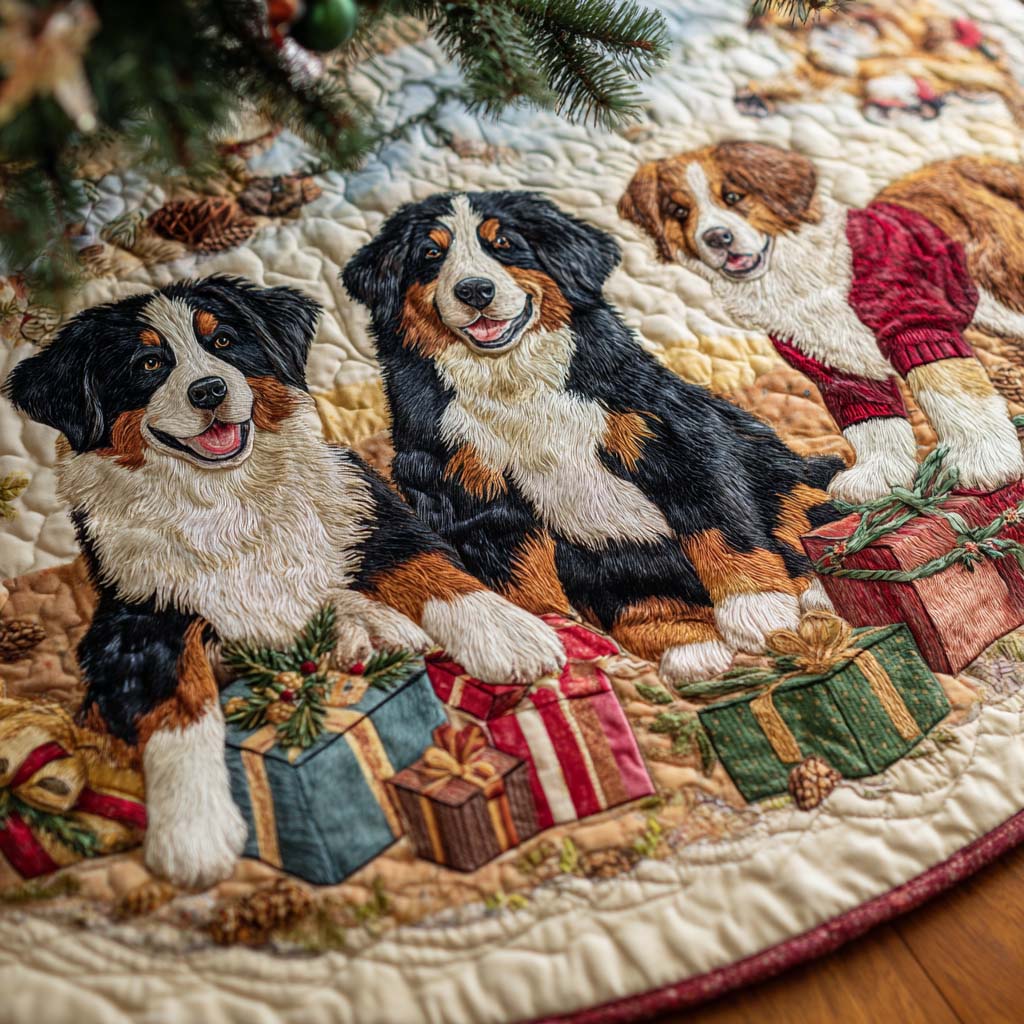 Frosty Companions Quilted Christmas Tree Skirt-Myprintsy