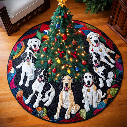 Frosty Dane Dreams Christmas Quilted Tree Skirt-Myprintsy
